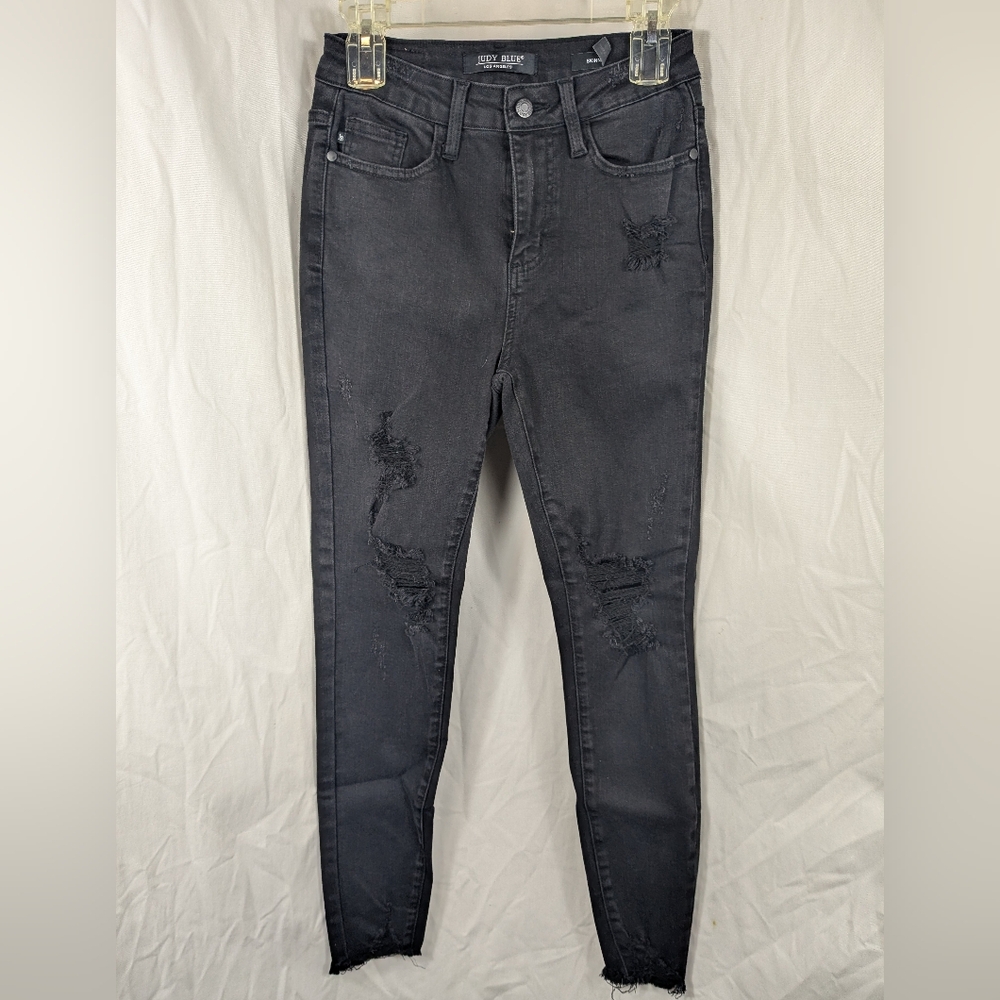 Judy Blue Charcoal Distressed Skinny Jeans
